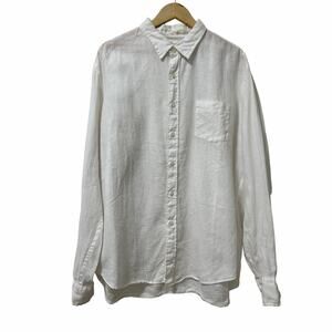 J Crew Mens 100% Linen Button Up Shirt Size XL White Costal Beach‎ Preppy